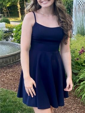 Macy's Navy fit and flare dress